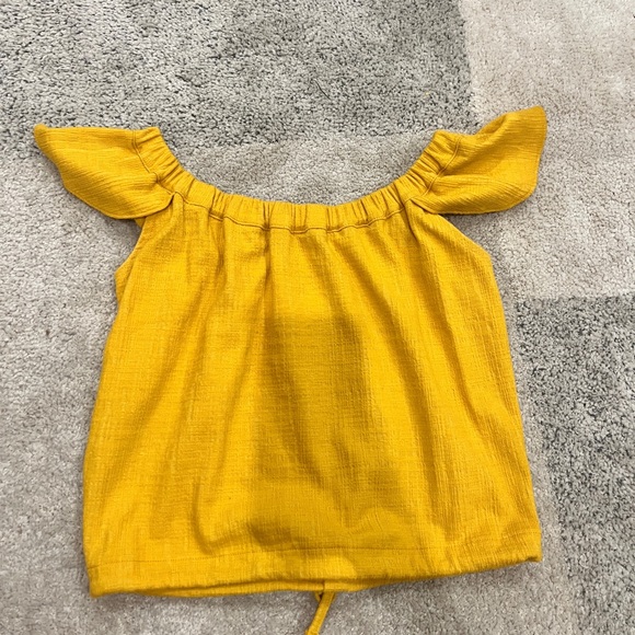 NWOT Madewell Mustard yellow sleeveless crop top button up front and tie waist - Picture 5 of 6